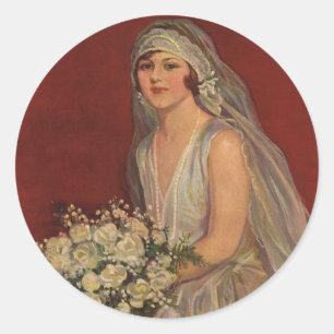 Antike Hochzeit, viktorianische Braut Brautbild Runder Aufkleber