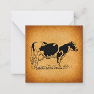 Antike Holstein Kuhfarm Illustration Mitteilungskarte