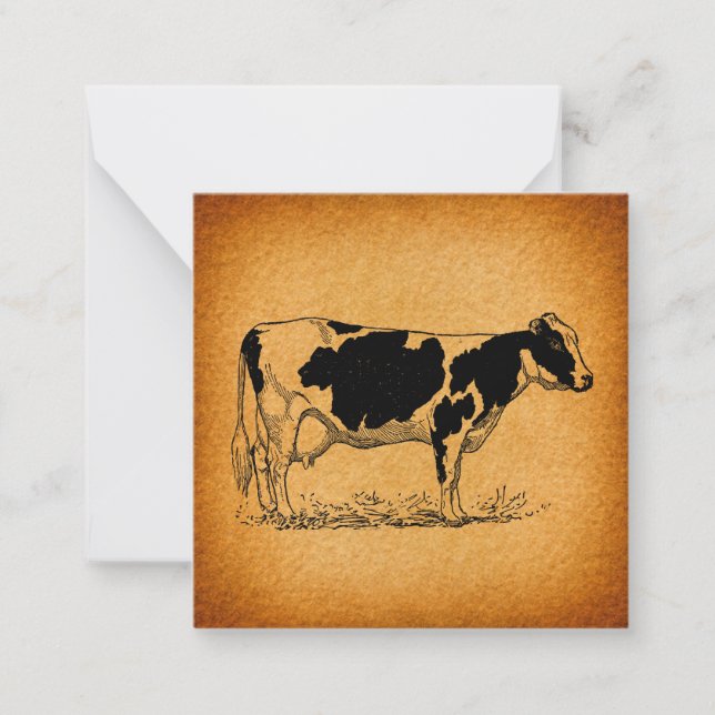 Antike Holstein Kuhfarm Illustration Mitteilungskarte (Vorderseite)