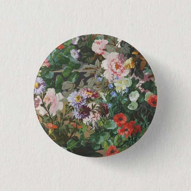 Antike hübsche bunte Blumen Blumenmalerei Button (Vorderseite)