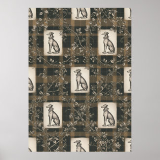 Antike Hundegravur Botanischer Garten Poster