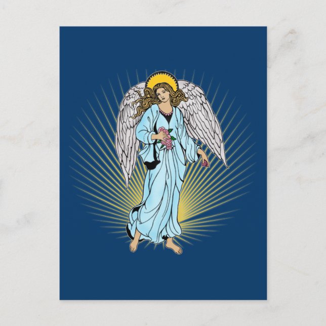 Antike Illustration eines Engels über Tshirts, Ges Postkarte (Vorderseite)
