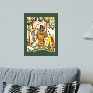 Antike indianische Frauen Dorf Wald Poster
