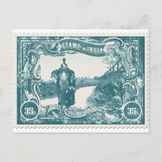 Antike indische Briefmarke mit Elefant Postkarte