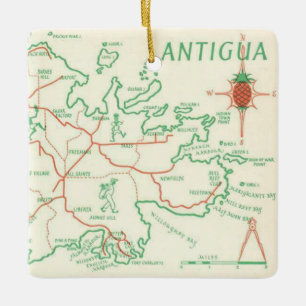 Antike Inselkarte von Antigua Keramikornament