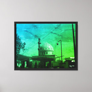 Antike irakische Bagdad-Tankstelle an der Moschee Leinwanddruck