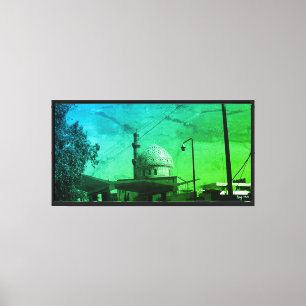 Antike irakische Bagdad-Tankstelle an der Moschee Leinwanddruck
