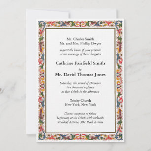 Antike italienische Blumengrenze Hochzeitseinladun Einladung