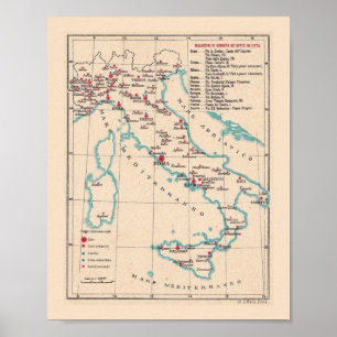 Antike Italienkarte 8 x 10 Druck Poster
