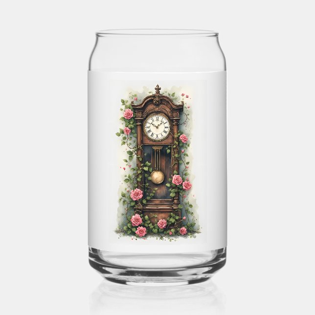 Antike Ivy Rose Standuhr Dosenglas (Vorderseite)