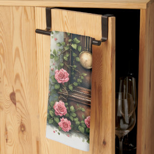 Antike Ivy Rose Standuhr Geschirrtuch