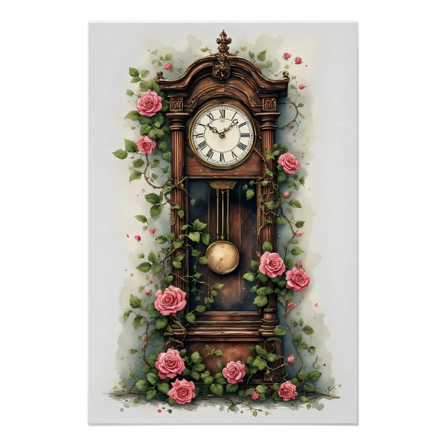 Antike Ivy Rose Standuhr Poster (Vorderseite)