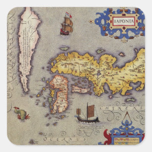 Antike Japan-Karte von Mercator und Hondius Quadratischer Aufkleber