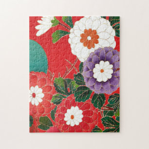 Antike Japanisch Brocade Deep Red