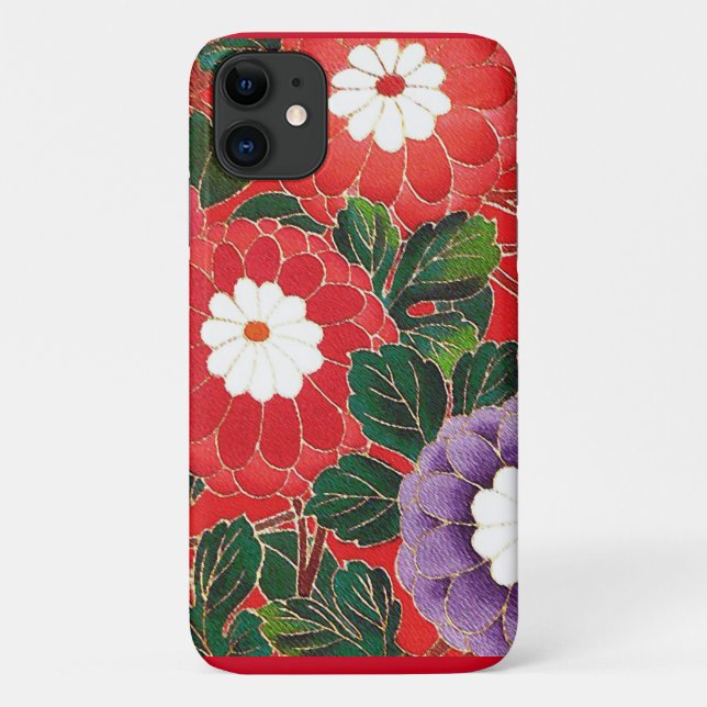 Antike Japanisch Brocade Deep Red Case-Mate iPhone Hülle (Rückseite)