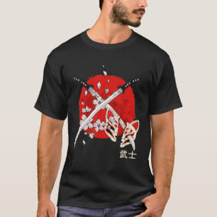 Antike japanische Kirschblüten-Samurai-Katana-Schw T-Shirt