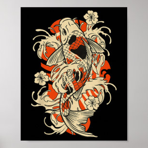 Antike japanische Koi-Fische Japan  Poster