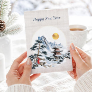 Antike japanische Neujahrsgrußkarte Feiertagskarte