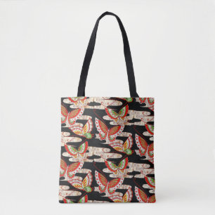 ANTIKE JAPANISCHE SCHMETTERLINGE rotes Tasche