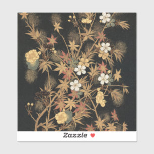 Antike japanische schwarze Gold-Herbst-Blumen-Kuns Aufkleber