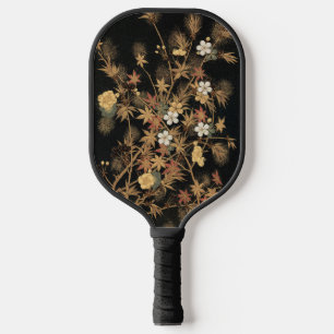 Antike japanische schwarze Gold-Herbst-Blumen-Kuns Pickleball Schläger