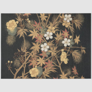 Antike japanische schwarze Gold-Herbst-Blumen-Kuns Seidenpapier