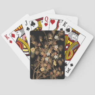 Antike japanische schwarze Gold-Herbst-Blumen-Kuns Spielkarten