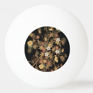 Antike japanische schwarze Gold-Herbst-Blumen-Kuns Tischtennisball