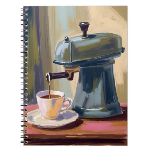 Antike Kaffeemaschine Latte Aquarell Notizblock