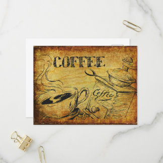 Antike Kaffeetasse alte Kaffeemühle Einladungspostkarte
