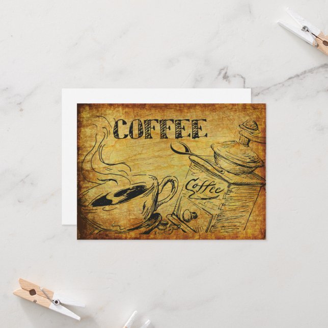 Antike Kaffeetasse alte Kaffeemühle Karte (Vorderseite/Rückseite Beispiel)
