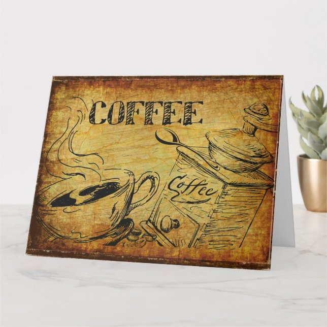 Antike Kaffeetasse alte Kaffeemühle Karte (Kleine Pflanze)