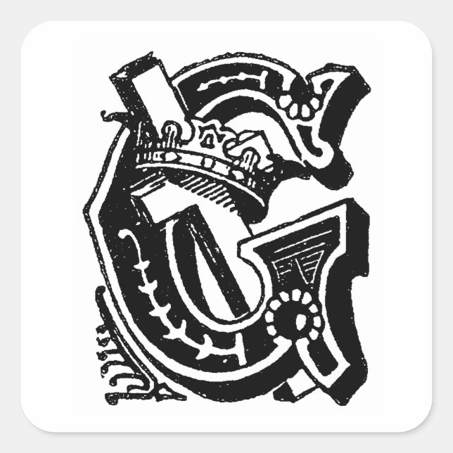 Antike kalligraphische Masonische Symbole Buchstab Quadratischer Aufkleber (Vorderseite)