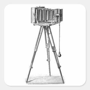 Antike Kamera - Antike Kameras Fotografie Schwarz Quadratischer Aufkleber
