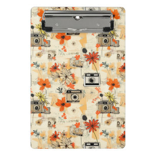 Antike Kamera Florale Orange Senf Ephemera Mini Klemmbrett
