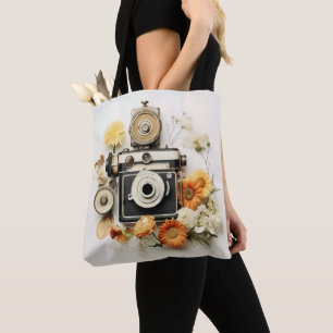 Antike Kamera und Blume Tasche