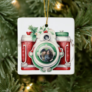 Antike Kamera Weihnachtsfoto Keramikornament