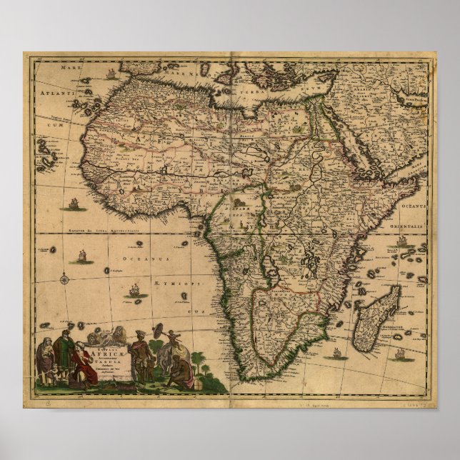 Antike Karte Afrikas 1680 von Frederick De Wit Poster (Vorne)