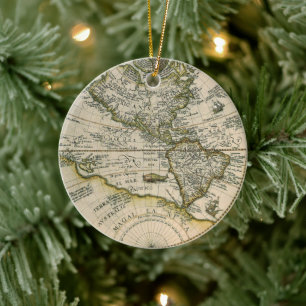 Antike Karte, America Sive Novus Orbis, 1596 Keramik Ornament