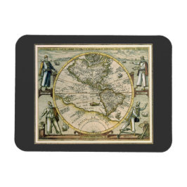 Antike Karte, Amerika Sive Novus Orbis, 1596 Magnet