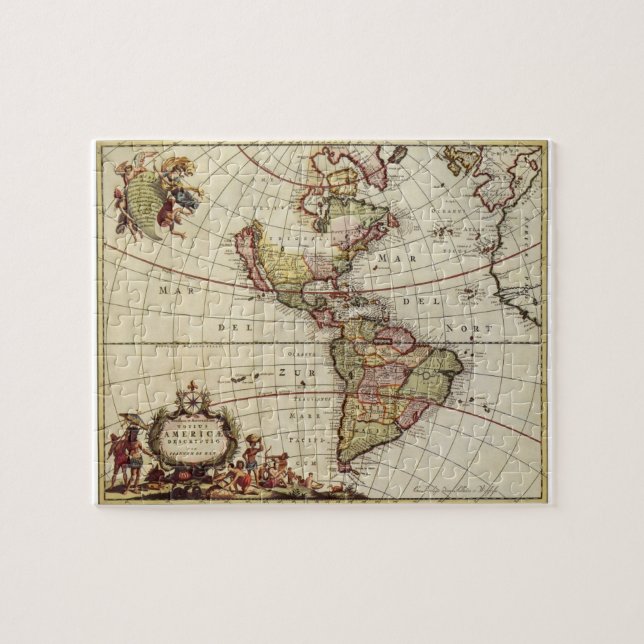Antike Karte Amerikas von Johannes De Ram (Horizontal)