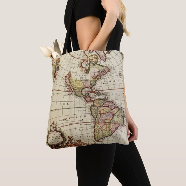 Antike Karte Amerikas von Johannes De Ram Tasche (Von Nahem)