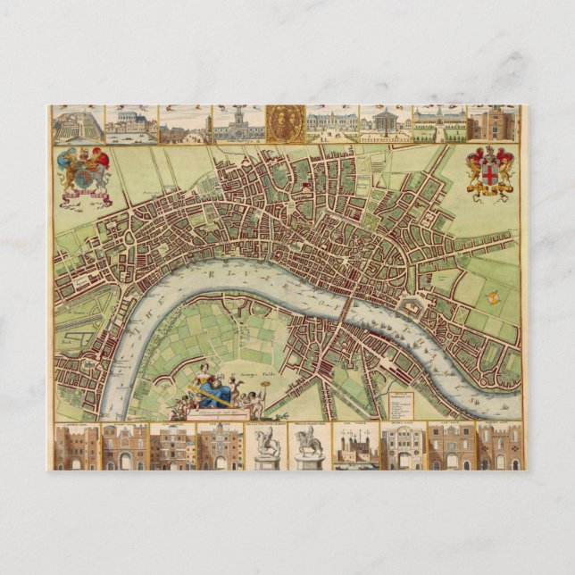 Antike Karte aus dem 17. Jahrhundert von London W. (Vorderseite)