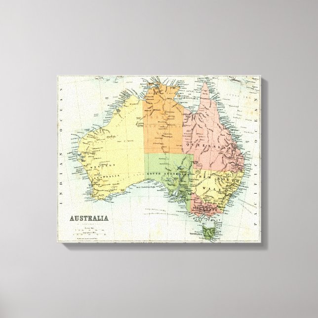 Antike Karte Australiens Leinwanddruck (Vorderseite)