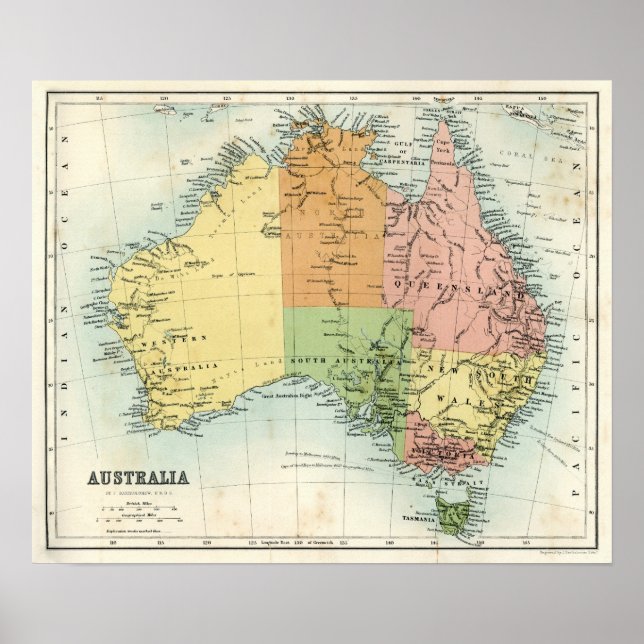 Antike Karte Australiens Poster (Vorne)