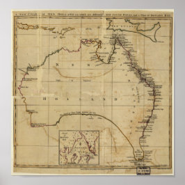Antike Karte Australiens um 1770 Poster