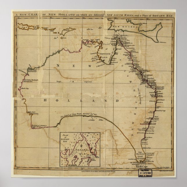 Antike Karte Australiens um 1770 Poster (Vorne)