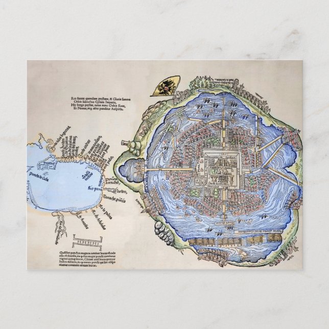 Antike Karte der Azteken Hauptstadt Tenochtitlan (Vorderseite)