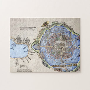 Antike Karte der aztekischen Hauptstadt Tenochtitl