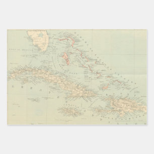 Antike Karte der Bahamas Geschenkpapier Set
